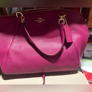 Coach Fuchsia Leather Shoulder Bag and wallet